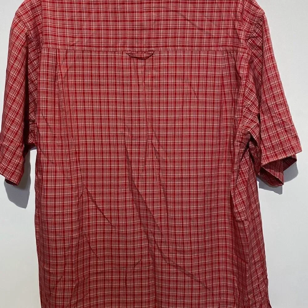 The North Face Men's Red Plaid Collared Short Sleeve Button Up Shirts Size Large